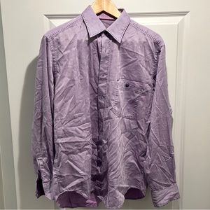 Bugatchi Uomo Purple Print Dress Shirt Men’s L